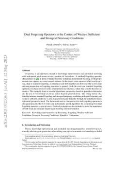 Dual Forgetting Operators in the Context of Weakest Sufficient and
  Strongest Necessary Conditions