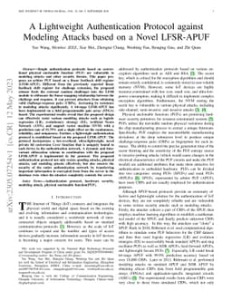 A Lightweight Authentication Protocol against Modeling Attacks based on
  a Novel LFSR-APUF