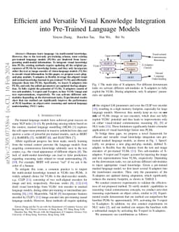 Towards Versatile and Efficient Visual Knowledge Integration into
  Pre-trained Language Models with Cross-Modal Adapters