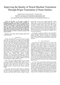 Improving the Quality of Neural Machine Translation Through Proper
  Translation of Name Entities