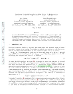 Reduced Label Complexity For Tight $\ell_2$ Regression