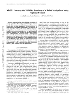 VBOC: Learning the Viability Boundary of a Robot Manipulator using
  Optimal Control