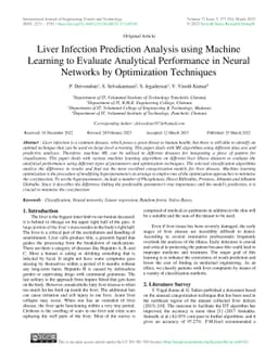 Liver Infection Prediction Analysis using Machine Learning to Evaluate
  Analytical Performance in Neural Networks by Optimization Techniques