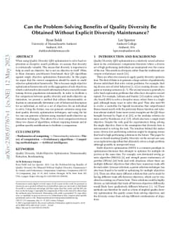 Can the Problem-Solving Benefits of Quality Diversity Be Obtained
  Without Explicit Diversity Maintenance?