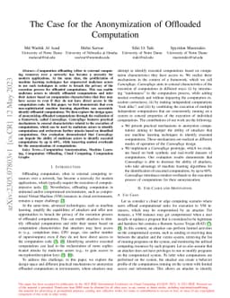The Case for the Anonymization of Offloaded Computation
