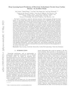 Deep Learning-based Prediction of Electrical Arrhythmia Circuits from
  Cardiac Motion: An In-Silico Study