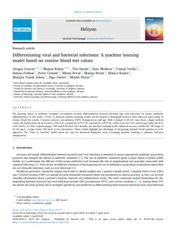 Differentiating Viral and Bacterial Infections: A Machine Learning Model
  Based on Routine Blood Test Values