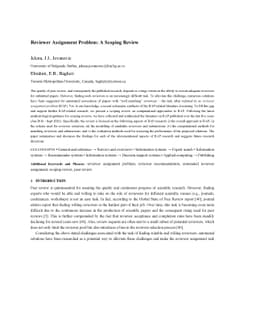 Reviewer assignment problem: A scoping review