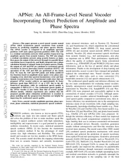 APNet: An All-Frame-Level Neural Vocoder Incorporating Direct Prediction
  of Amplitude and Phase Spectra