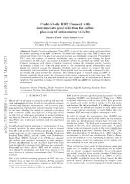 Probabilistic RRT Connect with intermediate goal selection for online
  planning of autonomous vehicles