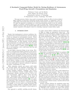 A Stochastic Compound Failure Model for Testing Resilience of Autonomous
  Fixed-Wing Aircraft I: Formulation and Simulation