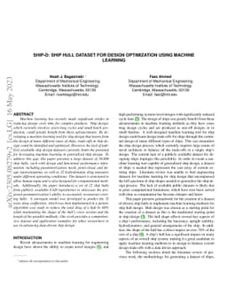 Ship-D: Ship Hull Dataset for Design Optimization using Machine Learning