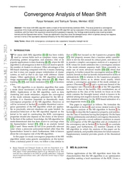 Convergence Analysis of Mean Shift