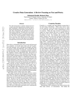 Creative Data Generation: A Review Focusing on Text and Poetry