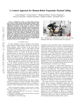 A Control Approach for Human-Robot Ergonomic Payload Lifting