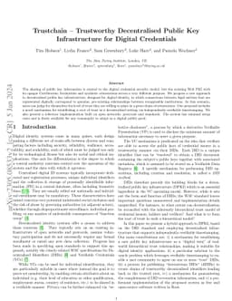 Trustchain -- Trustworthy Decentralised Public Key Infrastructure for
  Digital Credentials