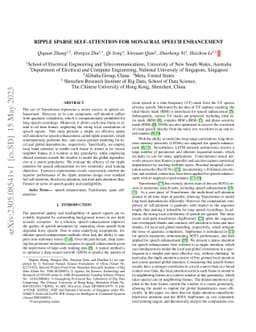 Ripple sparse self-attention for monaural speech enhancement