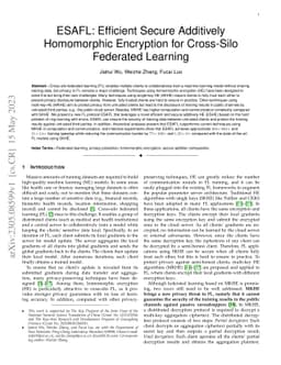 ESAFL: Efficient Secure Additively Homomorphic Encryption for Cross-Silo
  Federated Learning