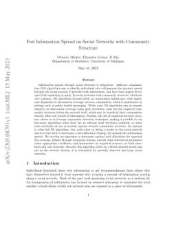 Fair Information Spread on Social Networks with Community Structure