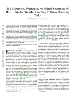Self-Supervised Pretraining on Paired Sequences of fMRI Data for
  Transfer Learning to Brain Decoding Tasks