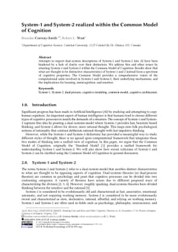 AAAI 2022 Fall Symposium: System-1 and System-2 realized within the
  Common Model of Cognition