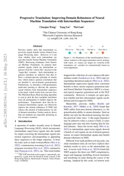 Progressive Translation: Improving Domain Robustness of Neural Machine
  Translation with Intermediate Sequences