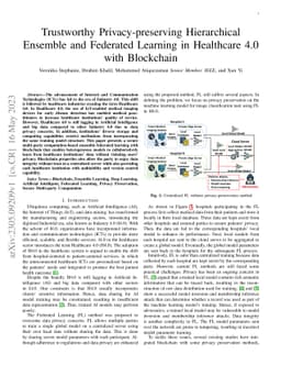 Trustworthy Privacy-preserving Hierarchical Ensemble and Federated
  Learning in Healthcare 4.0 with Blockchain