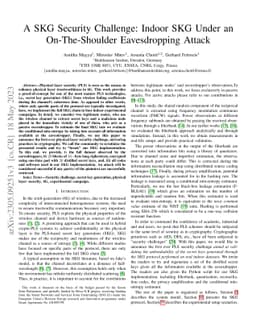 A SKG Security Challenge: Indoor SKG Under an On-The-Shoulder
  Eavesdropping Attack