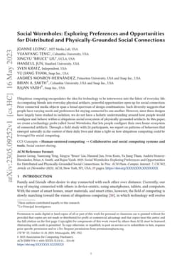 Social Wormholes: Exploring Preferences and Opportunities for
  Distributed and Physically-Grounded Social Connections