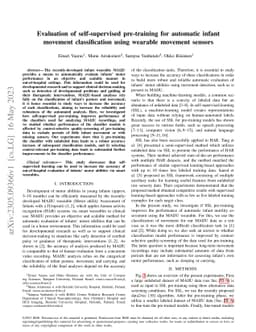 Evaluation of self-supervised pre-training for automatic infant movement
  classification using wearable movement sensors