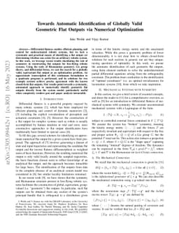 Towards Automatic Identification of Globally Valid Geometric Flat
  Outputs via Numerical Optimization
