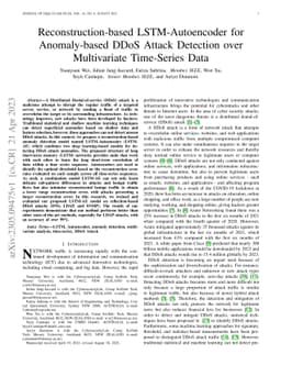 Reconstruction-based LSTM-Autoencoder for Anomaly-based DDoS Attack
  Detection over Multivariate Time-Series Data