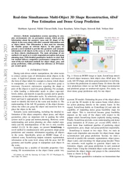 Real-time Simultaneous Multi-Object 3D Shape Reconstruction, 6DoF Pose
  Estimation and Dense Grasp Prediction