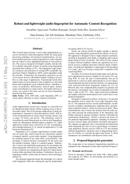 Robust and lightweight audio fingerprint for Automatic Content
  Recognition