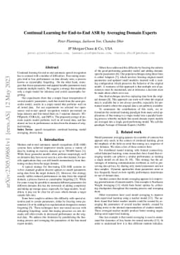 Continual Learning for End-to-End ASR by Averaging Domain Experts