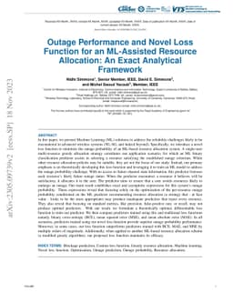 Outage Performance and Novel Loss Function for an ML-Assisted Resource
  Allocation: An Exact Analytical Framework