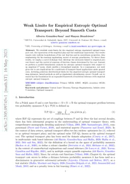Weak Limits for Empirical Entropic Optimal Transport: Beyond Smooth
  Costs