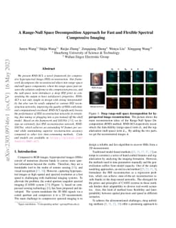 A Range-Null Space Decomposition Approach for Fast and Flexible Spectral
  Compressive Imaging