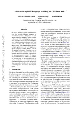 Application-Agnostic Language Modeling for On-Device ASR