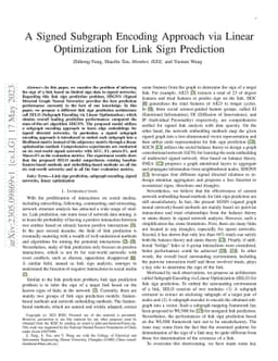 A Signed Subgraph Encoding Approach via Linear Optimization for Link
  Sign Prediction