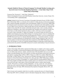Semantic Similarity Measure of Natural Language Text through Machine
  Learning and a Keyword-Aware Cross-Encoder-Ranking Summarizer -- A Case Study
  Using UCGIS GIS&T Body of Knowledge
