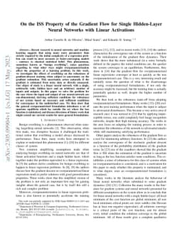 On the ISS Property of the Gradient Flow for Single Hidden-Layer Neural
  Networks with Linear Activations