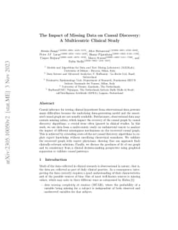 The Impact of Missing Data on Causal Discovery: A Multicentric Clinical
  Study