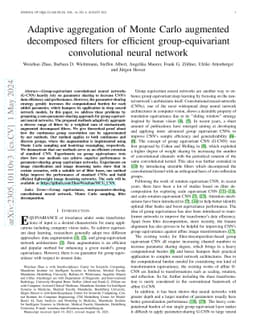 Adaptive aggregation of Monte Carlo augmented decomposed filters for
  efficient group-equivariant convolutional neural network