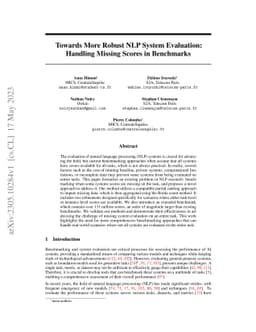 Towards More Robust NLP System Evaluation: Handling Missing Scores in
  Benchmarks