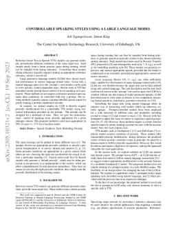 Controllable Speaking Styles Using a Large Language Model