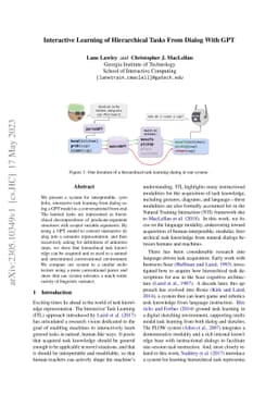 Interactive Learning of Hierarchical Tasks from Dialog with GPT