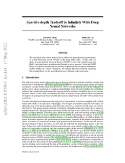 Sparsity-depth Tradeoff in Infinitely Wide Deep Neural Networks