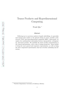 Tensor Products and Hyperdimensional Computing