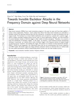 Towards Invisible Backdoor Attacks in the Frequency Domain against Deep
  Neural Networks